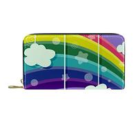DJNGN Portefeuille Cuir Cuir Zip Long Purse Magic Rainbow Cartoon Licorne Nuages