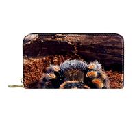 DJNGN Portefeuille Cuir Cuir Zip Long Purse Mexican Red Knee Tarantula Spider