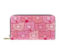 DJNGN Portefeuille Cuir Cuir Zip Long Purse Pink Cute Little Pigs Sleeping Pattern