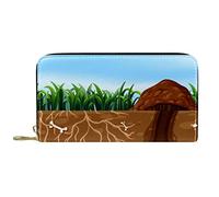 DJNGN Portefeuille Cuir Cuir Zip Long Purse Rabbit Family Living in The Hole