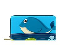 DJNGN Portefeuille Cuir Cuir Zip Long Purse Shark Attack Ship Sea Turtle Whale Octopus
