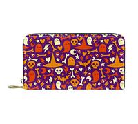 DJNGN Portefeuille Cuir Cuir Zip Long Purse Skull Ghost Magic