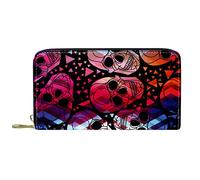 DJNGN Portefeuille Cuir Cuir Zip Long Purse Skull Multi Magic