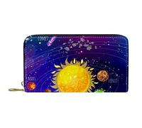 DJNGN Portefeuille Cuir Cuir Zip Long Purse Solar System
