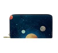 DJNGN Portefeuille Cuir Cuir Zip Long Purse Solar System
