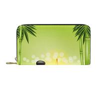 DJNGN Portefeuille Cuir Cuir Zip Long Purse Spa Quiet Stone Bambou Bougie