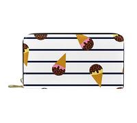 DJNGN Portefeuille Cuir Cuir Zip Long Purse Summer Ice Creams Marine Stripes