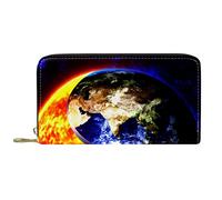 DJNGN Portefeuille Cuir Cuir Zip Long Purse Sun and Earth Yin Yang