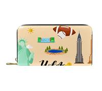 DJNGN Portefeuille Cuir Cuir Zip Long Purse Tourist United States of America USA Travel Pattern