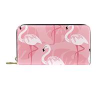DJNGN Portefeuille Cuir Cuir Zip Long Purse Tropical Pink Flamingo Pattern