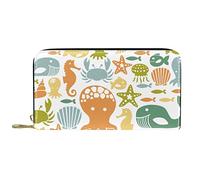 DJNGN Portefeuille Cuir Cuir Zip Long Purse Whale Star Cute