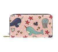 DJNGN Portefeuille Cuir Cuir Zip Long Purse Whale Star Octopus
