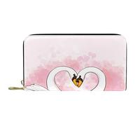 DJNGN Portefeuille Cuir Cuir Zippé Long Purse Animal Swan Pattern