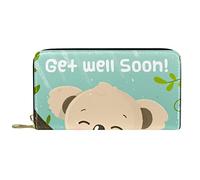 DJNGN Portefeuille en Cuir Zip Long Purse Get Well Soon Message with Cute Koala