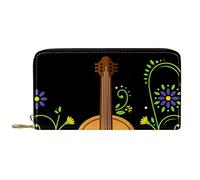 DJNGN Portefeuille pour Femmes Pochettes pour Femmes Porte-Cartes Organisateur Cuir Fermeture éclair Sac à Main Fleurs Guitare