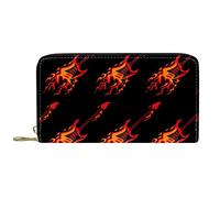DJNGN Portefeuille pour Femmes Pochettes pour Femmes Porte-Cartes Organisateur en Cuir Fermeture éclair Sac à Main Volant Guitares brûlantes