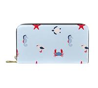 DJNGN Portefeuille pour Femmes Pochettes pour Femmes Porte-Cartes Organisateur en Cuir Fermeture éclair Sac à Main Style Marin Motif Sealife