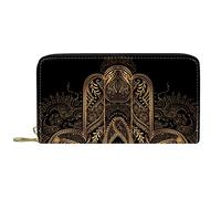 DJNGN Portefeuille pour Femmes Pochettes pour Femmes Porte-Cartes Organisateur en Cuir Fermeture éclair Sac à Main orné amulette Hamsa