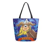 DJNGN Sac fourre-tout en toile pour femme, astrologie horoscopes galaxie signe astrologique Bélier décontracté grand sac à bandoulière sac à main sacs d'épicerie sacs de courses