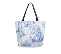 DJNGN Sac fourre-tout en toile pour femmes, Vintage voilier phare décontracté grand sac à bandoulière sac à main sacs d'épicerie sacs de courses