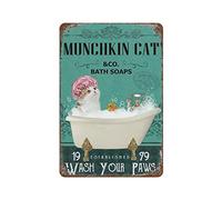 DJNGN Salle de bain bain Munchkin chat métal signe Vintage plaque en aluminium signe fer peinture étain affiche décor pour salle de bain toilette Bar café maison décoration murale idées cadeaux