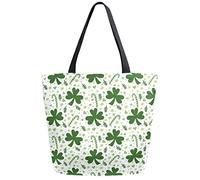 DJNGN Shamrock Candy Cane Sac d'épicerie réutilisable Sac fourre-tout en toile Grand sac à main pliable et lavable Épaule pour femme