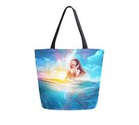 DJNGN Sirène EmergesFrom Sea Canvas Tote Bag Fourre-tout Sac de transport Sac à bandoulière pour le shopping voyage réutilisables