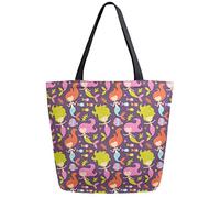 DJNGN Sirène poisson corail sac d'épicerie réutilisable toile grand sac à main pliable lavable épaule pour femme