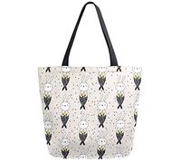 DJNGN Sirène poisson lapin sac d'épicerie réutilisable toile grand sac à main pliable lavable épaule pour femme