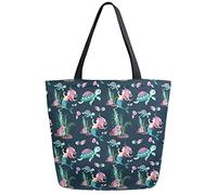 DJNGN Sirène Poisson Tortue Réutilisable Épicerie Sac Toile Fourre-Tout Grand Pliable Lavable Sac À Main Épaule pour Femmes