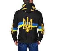 DJNGN Sweat à Capuche avec Drapeau de l'ukraine, Cardigan pour Hommes et Femmes, Pull à Fermeture éclair complète