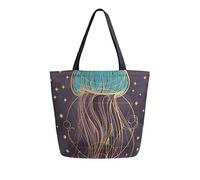 DJNGN The Inhabitants Of Deep Sea Jellyfish Canvas Tote Bag Fourre-tout Sac de transport Sac à bandoulière pour le shopping voyage réutilisables