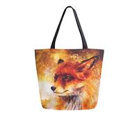 DJNGN toile Wild Fox In Red Galaxy Peinture Sac de transport Sac à bandoulière décontracté pour le shopping voyage réutilisables