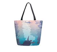 DJNGN Tortue et épée poisson sous-marin mer faune toile fourre-tout sac transport sac à bandoulière pour faire du shopping voyage réutilisables