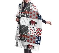 DJNGN Vintage Camper Red Bear American Native Cashmere Scarf for Women Men Lightweight Oversized Fashion Soft Winter Scarves Fringe Shawl Wraps