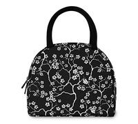 DJNGN Vintage Cherry Blossoms Sac fourre-tout réutilisable avec poche avant Fermeture à glissière Isotherme Sac isotherme Conteneur Sac de travail Pique-nique Voyage Plage Pêche