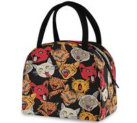 DJNGN Vintage Cute Heads Cat Sac fourre-tout réutilisable avec poche avant fermeture éclair isotherme sac isotherme pour homme femme travail pique-nique voyage plage pêche