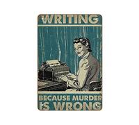 DJNGN Vintage métal étain signe écriture parce que le meurtre est faux fer peinture maison cuisine Garage homme des cavernes mur décor Plaque Art affiche drôle cadeau