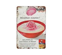 DJNGN Vintage Metal Sign 1956 Ice Cream On Cream of Wheat Tin Sign Fer Peinture Cuisine Salle De Bains Garage Bar Café Man Cave Mur Décor À La Maison Art Affiche Extérieure Plaque Nouveauté Cadeaux
