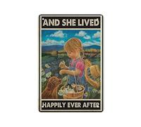 DJNGN Vintage Metal Sign Country Girl She Lived Happily Ever After Tin Sign Fer Peinture Cuisine Salle De Bains Garage Bar Café Man Cave Mur Home Decor Art Poster Outdoor Plaque Nouveauté Cadeaux