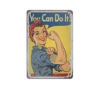 DJNGN Vintage Metal Sign Girl Power You Can Do It Tin Sign Fer Peinture Cuisine Salle De Bains Garage Bar Café Man Cave Mur Décor À La Maison Art Affiche Extérieure Plaque Nouveauté Cadeaux