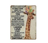DJNGN Vintage Metal Tin Sign Today Is A Good Day to Have A Great Day Print Funny Giraffe Iron Painting Home Kitchen Garage Man Cave Wall Decor Plaque Art Poster Funny Gift