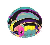 DJnni Bonnet de douche réutilisable avec patins à roulettes colorés, double couche, bonnet pour cheveux non mouillés, grande taille pour toutes les longueurs de cheveux