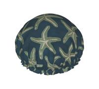 DJnni Bonnet de douche réutilisable en laine d'étoiles de mer, double couche, bonnet de douche non mouillant, grande taille pour toutes les longueurs de cheveux