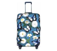 DJnni Company Housse de protection pour boîte de voyage pour tracteurs agricoles, housse de valise, housse de protection pour valise de 45,7 à 81,3 cm, papillons bleus, fleurs blanches, L, Papillons
