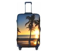 DJnni Company Housse de protection pour valise de voyage Motif tracteurs agricoles 45,7 à 81,3 cm, Lever de soleil sur la plage et palmier rétroéclairé, XL