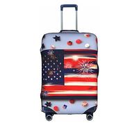 DJnni Golden Retrievers Housse de protection pour boîte de voyage, housse de valise, housse de protection pour valise de 45,7 à 81,3 cm, Drapeau américain feu d'artifice 4 juillet, S