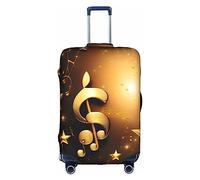 DJnni Golden Retrievers Housse de protection pour boîte de voyage, housse de valise, housse de protection pour valise de 45,7 à 81,3 cm, Note de musique dorée avec étoile brillante tombée, S