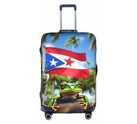 DJnni Housse de protection pour boîte de voyage Happy Valentine, housse de valise, housse de bagage de voyage, protection de valise pour 45,7 à 81,3 cm, Drapeaux Porto Rico Grenouille Palmiers, S