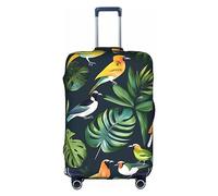 DJnni Housse de protection pour boîte de voyage Monarch Butterflies - Pour valise de 45,7 à 81,3 cm, Feuilles de plantes oiseaux tropicaux, S